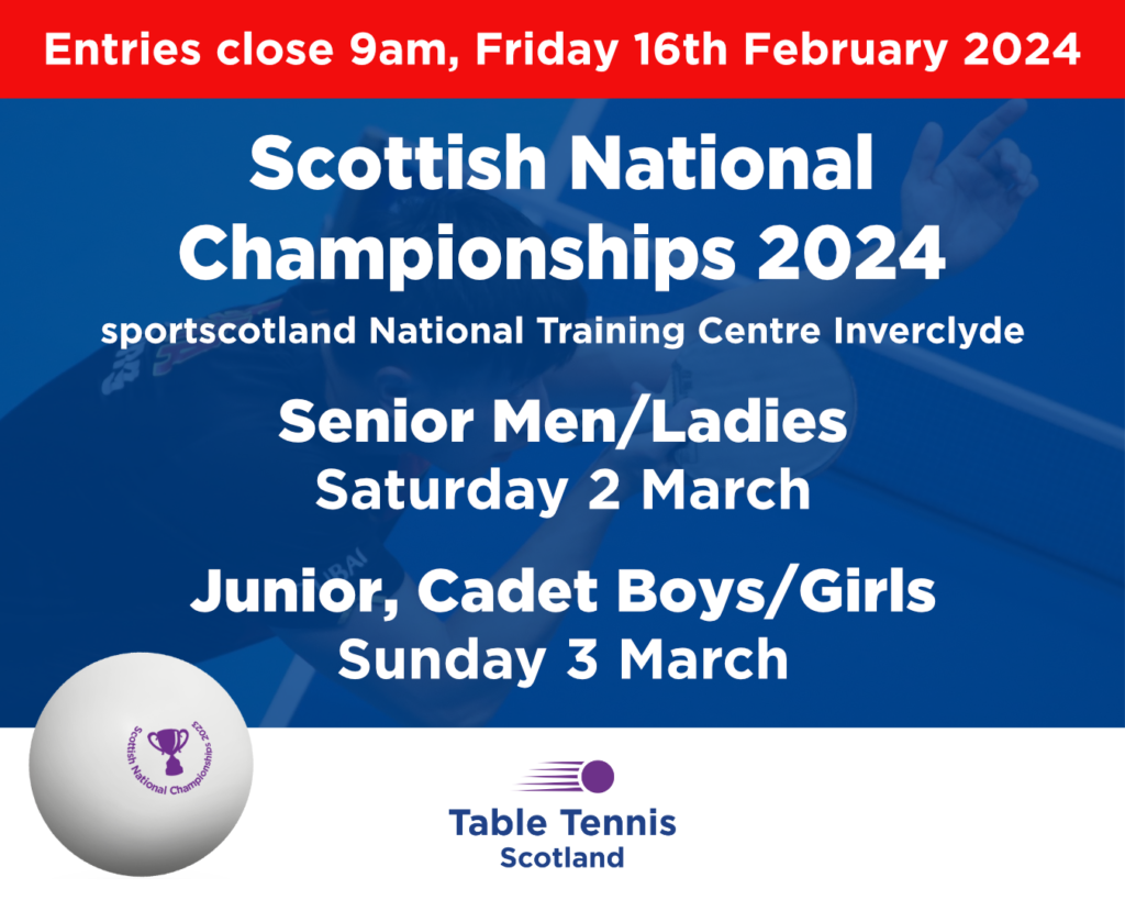 Scottish National Championships 2024 Entries close Friday 16 Feb